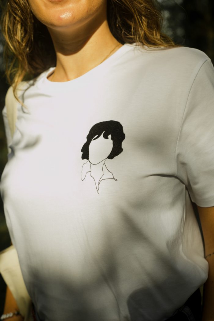 Tee-shirt coton biologique bio brodé france broderie t-shirt blanc minimaliste éthique mode équitable éco responsable