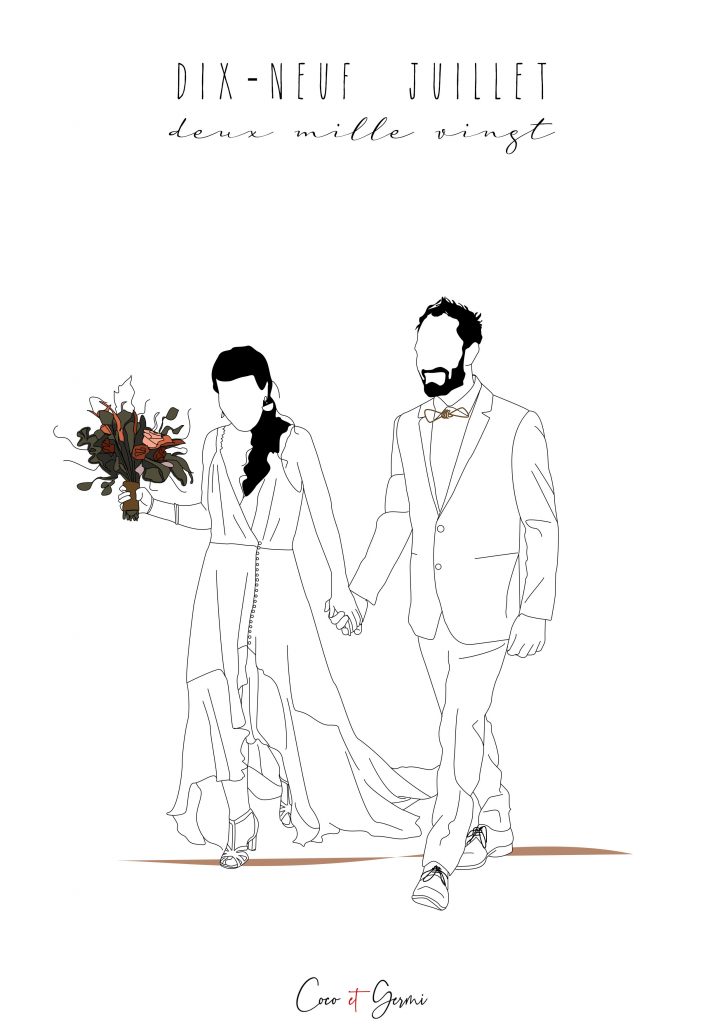 Illustration minimaliste pop épurée Mariage en Terre Inconnue
