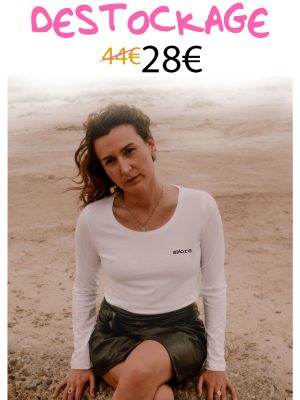 Tee-shirt Blanc Femme manches longues - Texte Brodé & Personnalisé