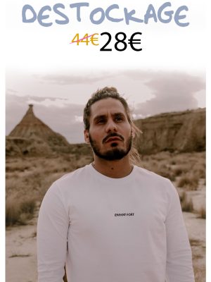 Tee-shirt Blanc Homme manches longues - Texte Brodé & Personnalisé