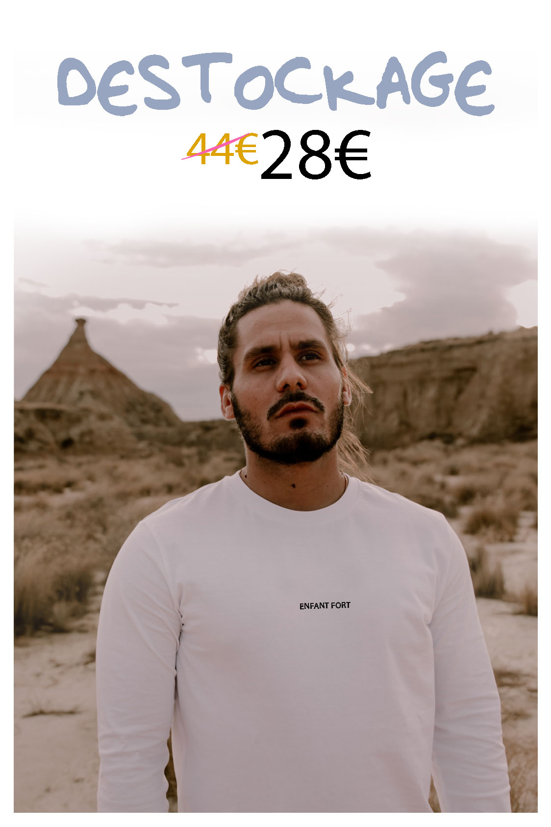 Tee-shirt Blanc Homme manches longues - Texte Brodé & Personnalisé