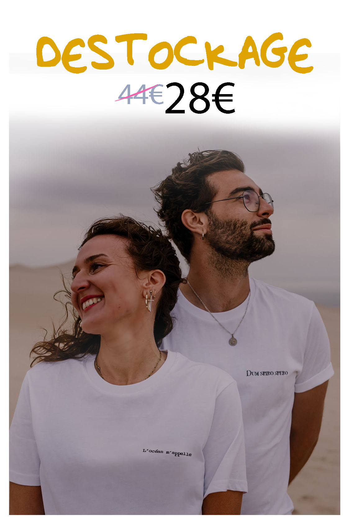 Tee-shirt Blanc MIXTE manches courtes - Texte Brodé & Personnalisé