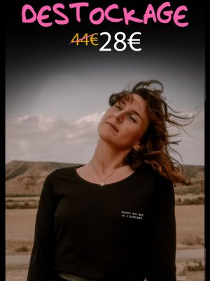Tee-shirt Noir Femme manches longues - Texte Brodé & Personnalisé