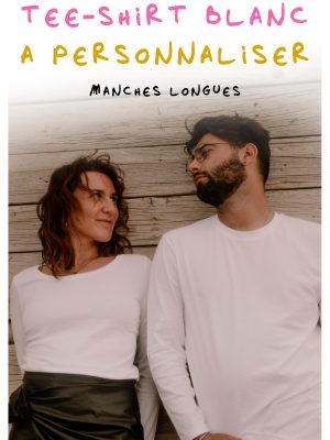Destockage broderie braderie tee shirt blanc mixte manches longues, personnalisés